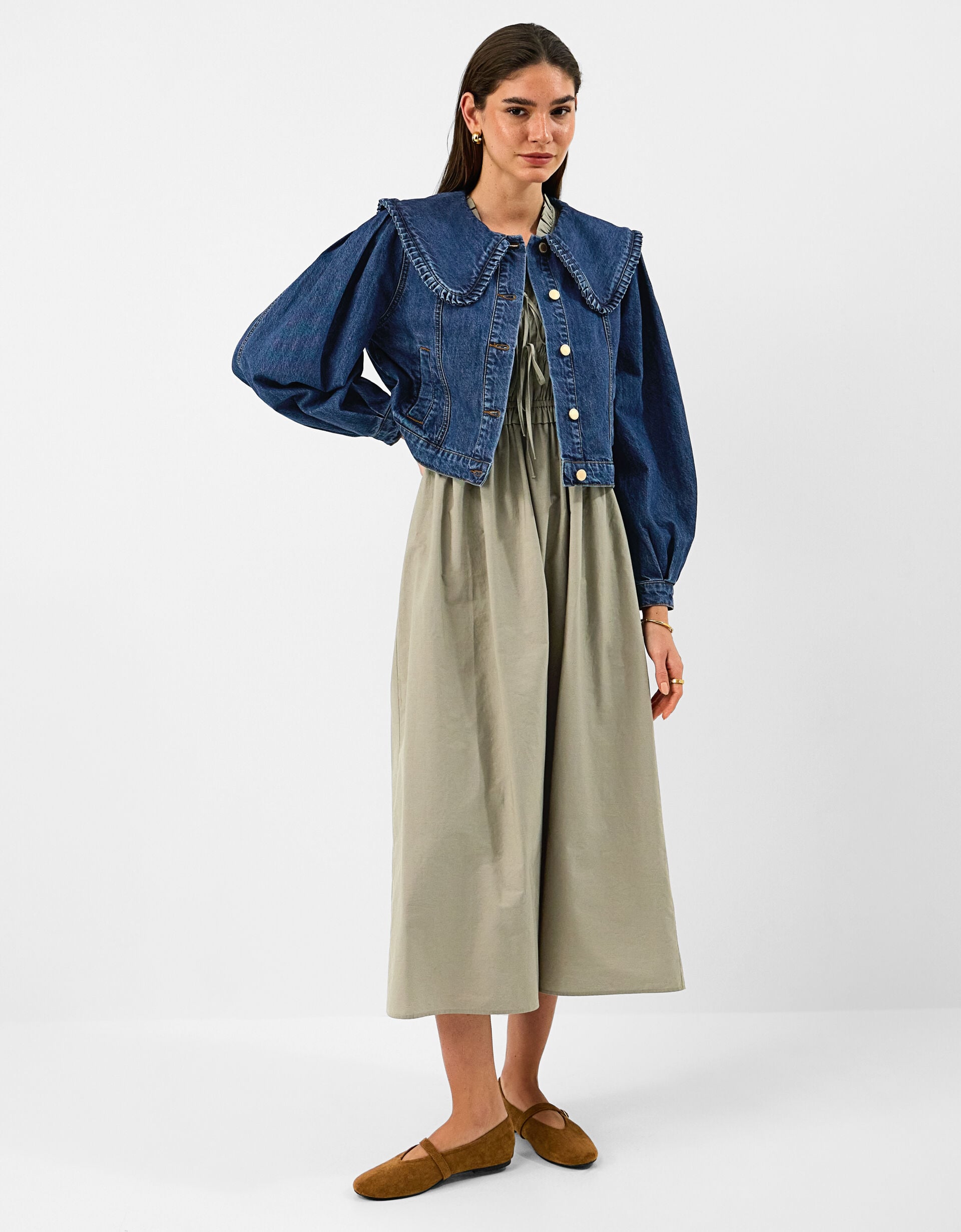 Frill Collar Denim Jacket Blue | Jackets | Accessorize UK