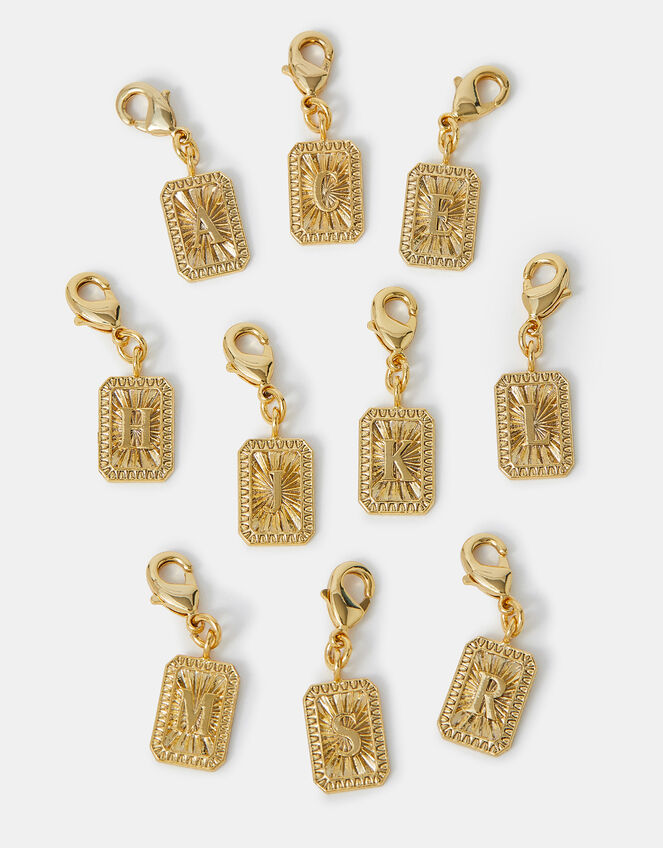 14ct Gold-Plated Framed Initial Charm, Gold (GOLD), large