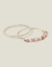 2-Pack Sterling Silver-Plated Beaded Rings, Silver (ST SILVER), large