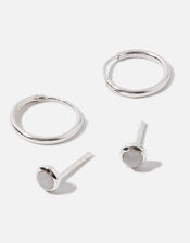 Sterling Silver Blue Agate Earrings Set of Two, , large