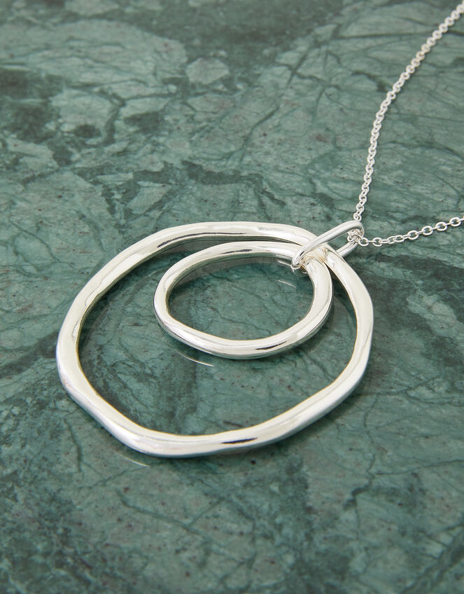 Long Concentric Circle Pendant Necklace , , large