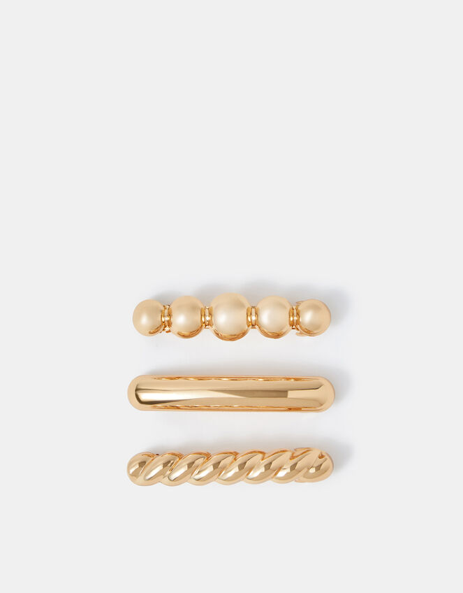 3-Pack Textured Barrette Hair Clips, , large