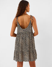 Leopard Print Mini Dress, Black (BLACK WHITE), large