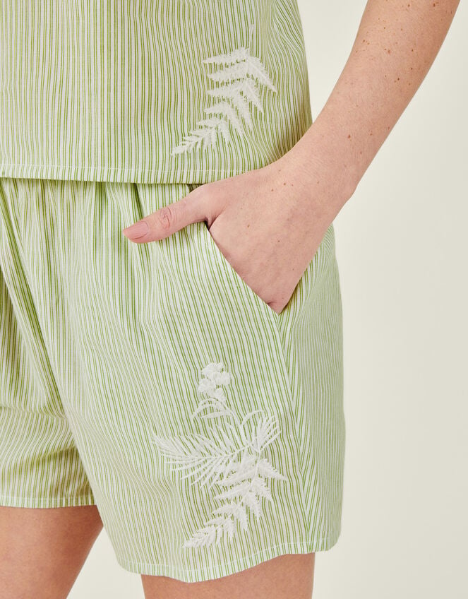 Embroidered Stripe Vest Pyjama Set, Green (MINT), large