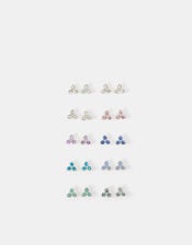 10-Pack Stone Cluster Stud Earrings, , large