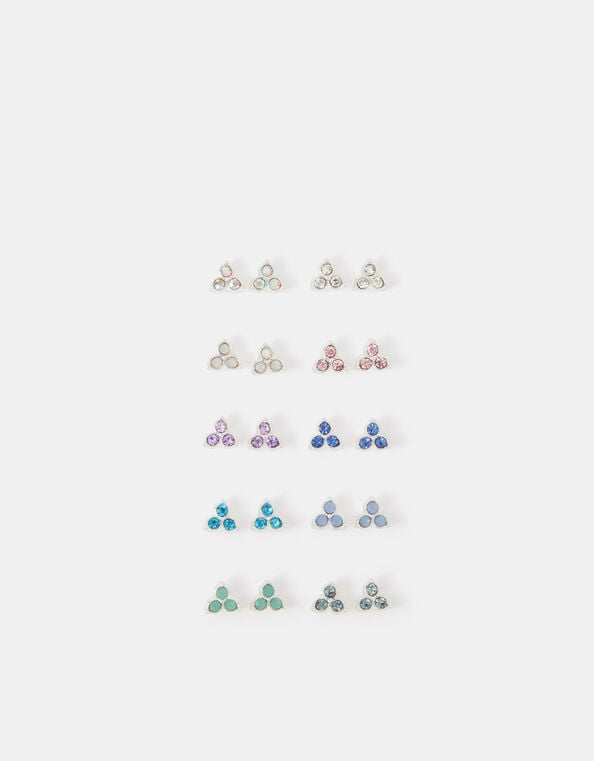 10-Pack Stone Cluster Stud Earrings, , large
