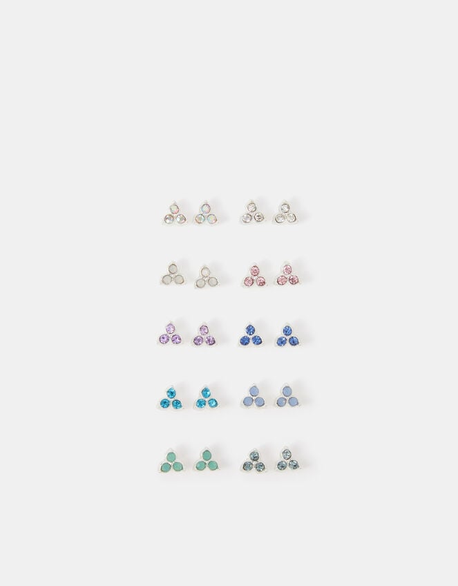 10-Pack Stone Cluster Stud Earrings, , large