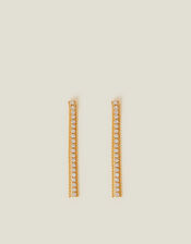 14ct Gold-Plated Diamante Fringe Drop Earrings, , large