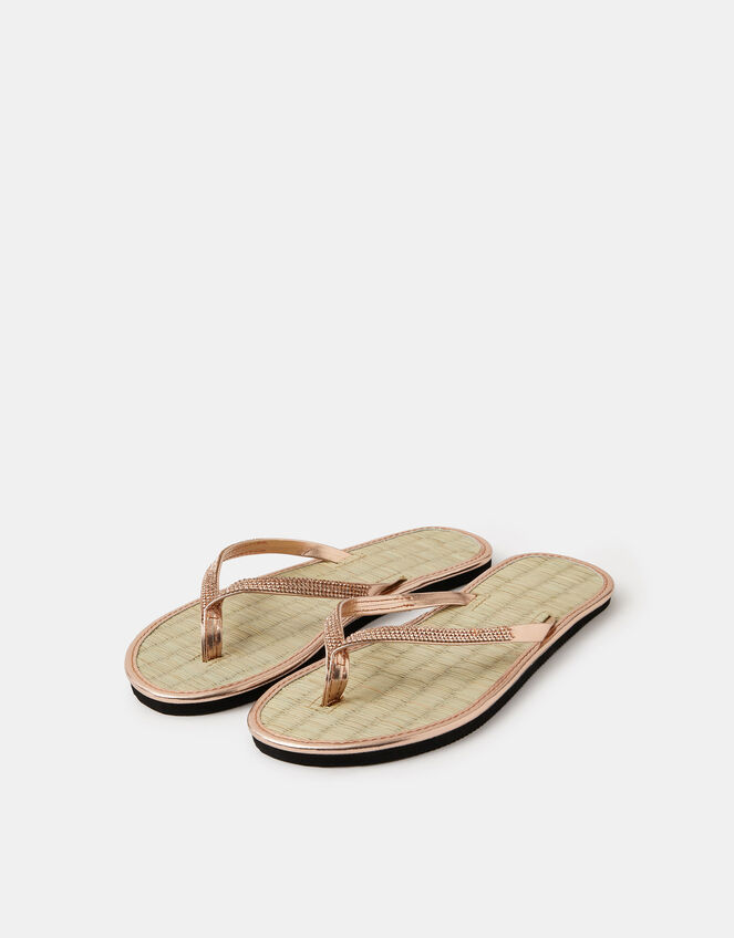 Sparkle Seagrass Flip Flops, Gold (ROSE GOLD), large