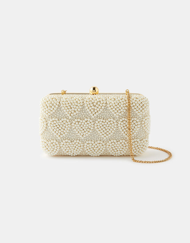 Pearly Heart Hardcase Clutch Bag, , large