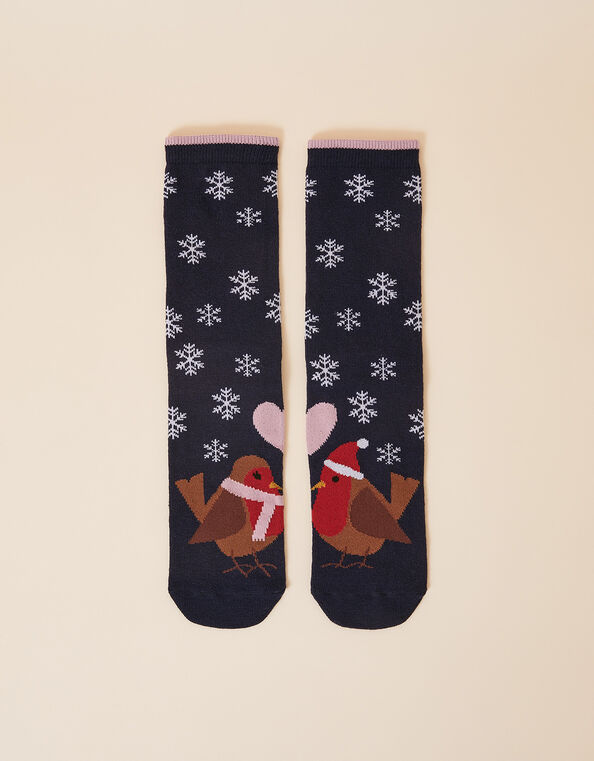 Festive Robins In Love Socks, , large