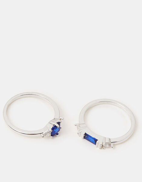 2-Pack Cubic Zirconia Rings, Silver (SILVER), large