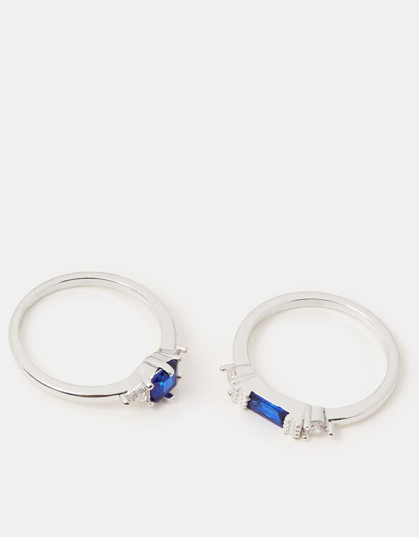 2-Pack Cubic Zirconia Rings, Silver (SILVER), large