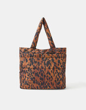 Animal Print Quilted Shopper Bag, , large