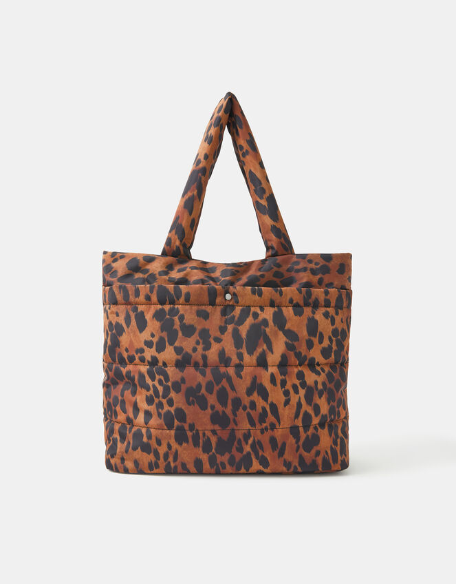 Animal Print Quilted Shopper Bag, , large