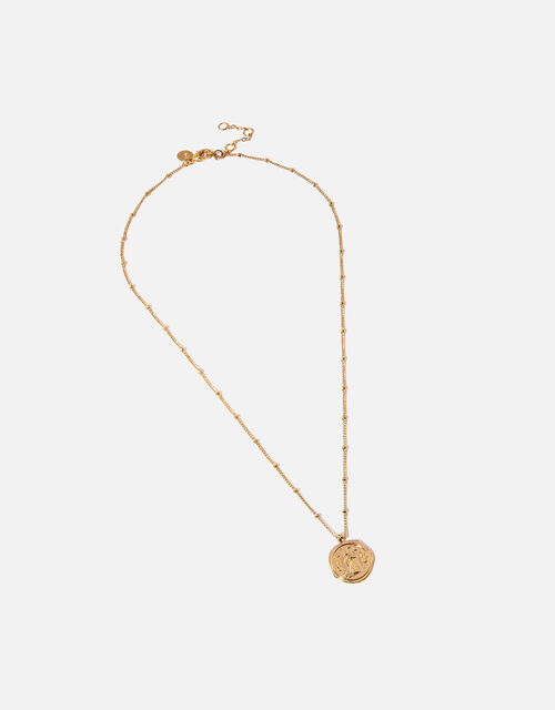 Gold-Plated Heirloom Coin Pendant Necklace, , large