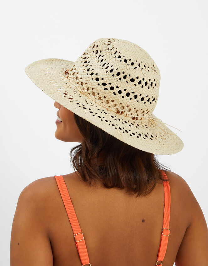 Woven Beaded Fedora Hat, , large
