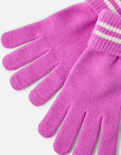 Varsity Stripe Gloves, Pink (FUCHSIA), large