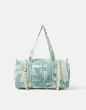 Palm Print Quilted Weekend Bag, , large