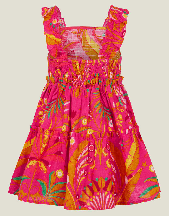 Girls Ornamental Leaf Print Dress, Pink (PINK), large