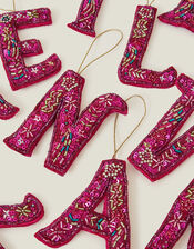 Embellished Initial Hanging Decoration, Pink (PINK), large