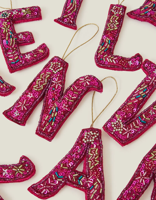Embellished Initial Hanging Decoration, Pink (PINK), large