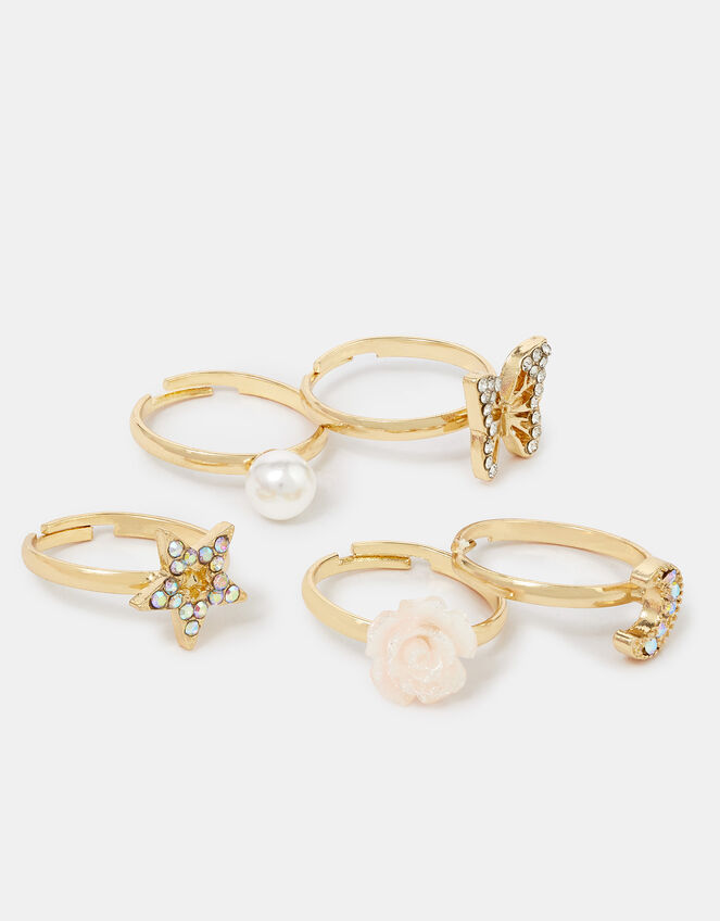 5-Pack Girls Butterfly Rings, , large