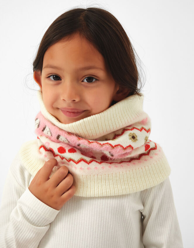 Girls Dog Fair Isle Snood, Multi (PASTEL MULTI), large