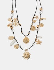 Sea Charm Layered Cord Necklace Gold, , large