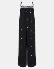 Embroidered Beach Jumpsuit, Black (BLACK), large