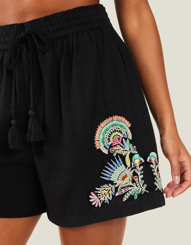 Embroidered Shorts, Black (BLACK), large