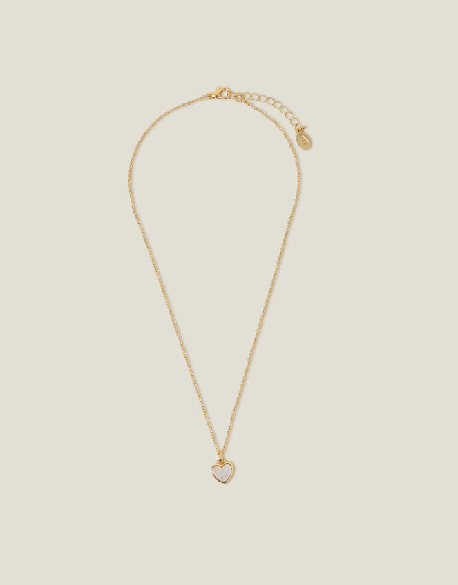 Pearly Heart Pendant Necklace, , large