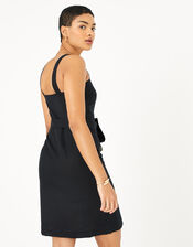 Button-Down Midi Dress in Linen Blend, Black (BLACK), large