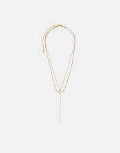 14ct Gold-Plated Pear Layered Lariat Necklace, , large