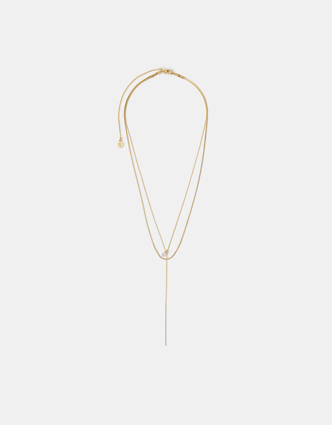 14ct Gold-Plated Pear Layered Lariat Necklace, , large