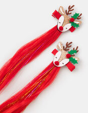 2-Pack Girls Christmas Faux Hair Clips, , large
