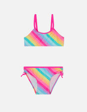 Girls Rainbow Stripe Bikini Set, Multi (BRIGHTS-MULTI), large