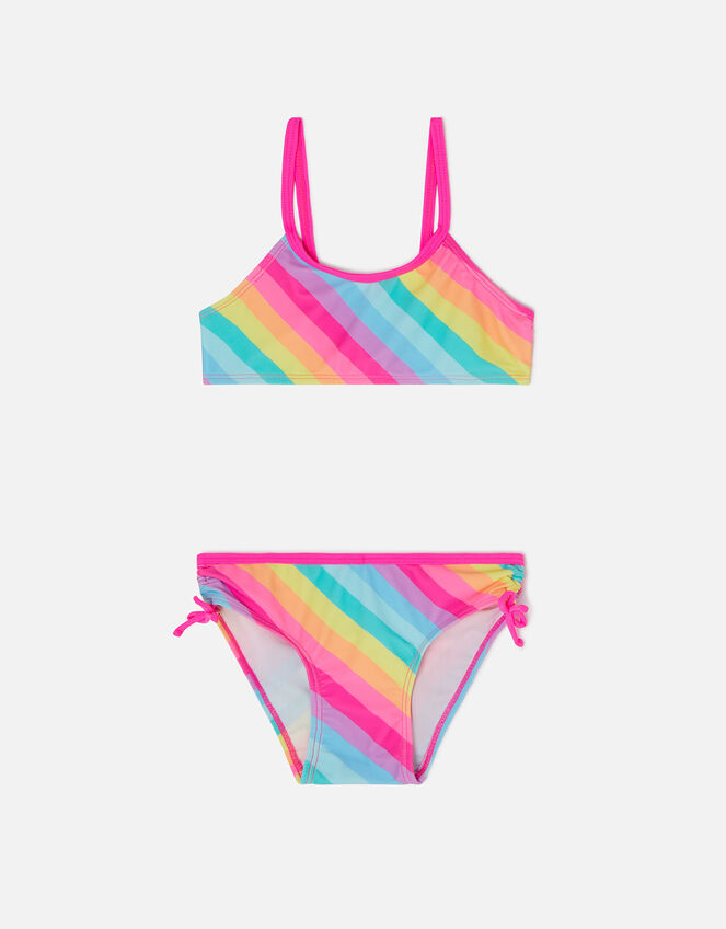 Girls Rainbow Stripe Bikini Set, Multi (BRIGHTS-MULTI), large