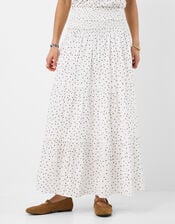 Polka Dot Tiered Maxi Skirt, Ivory (IVORY), large