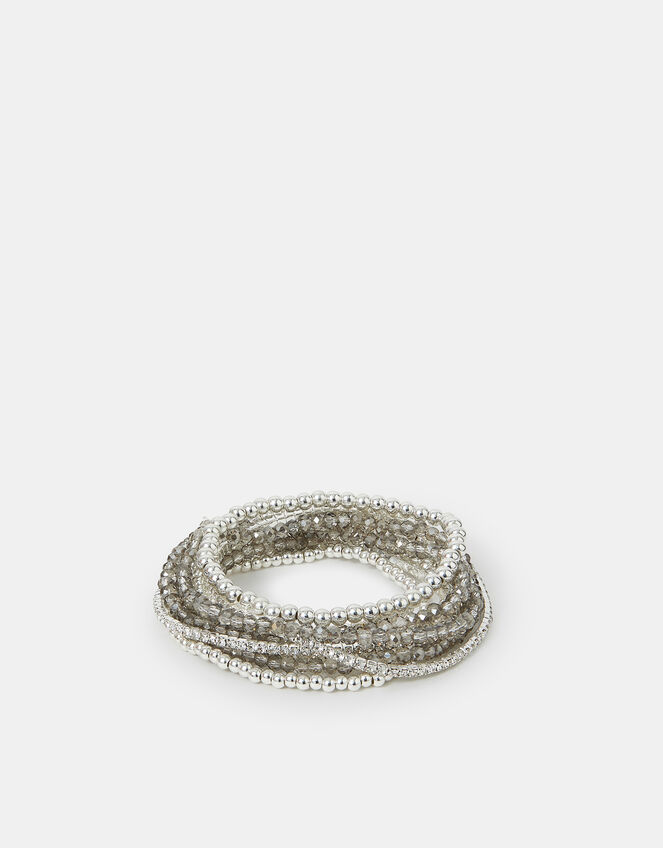 9-Pack Mix Stretch Bracelets Silver, , large