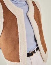 Grace & Mila Faux Shearling Gilet, Camel (CAMEL), large