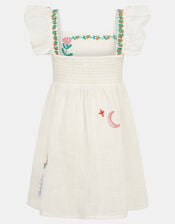Girls Embroidered Cotton Dress, Multi (BRIGHTS MULTI), large