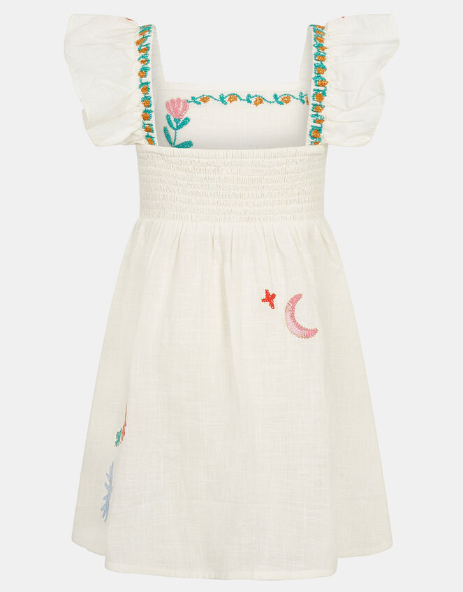 Girls Embroidered Cotton Dress, Multi (BRIGHTS MULTI), large