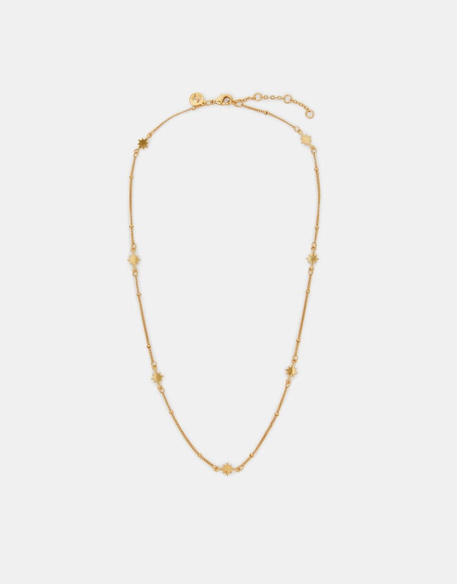 14ct Gold-Plated Star Station Necklace, , large