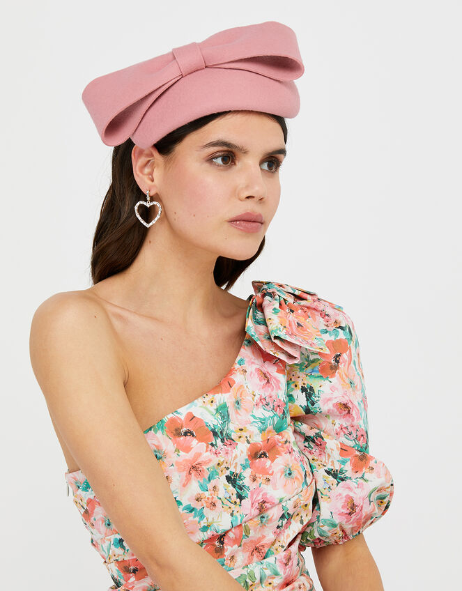 Felt Bow Beret Fascinator Headband, , large