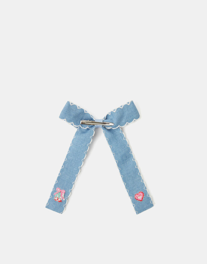 Girls Chambray Bow Hair Clip, , large