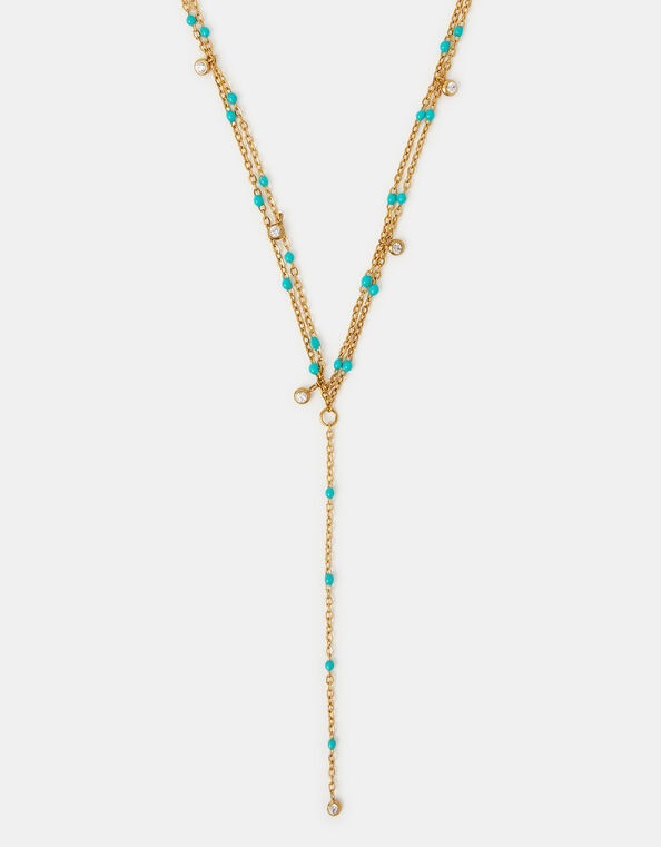 Stainless Steel Bead Layered Lariat Necklace, , large