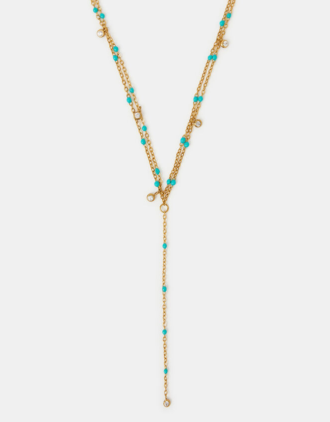 Stainless Steel Bead Layered Lariat Necklace, , large