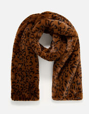Leopard Luxe Faux Fur Scarf, , large