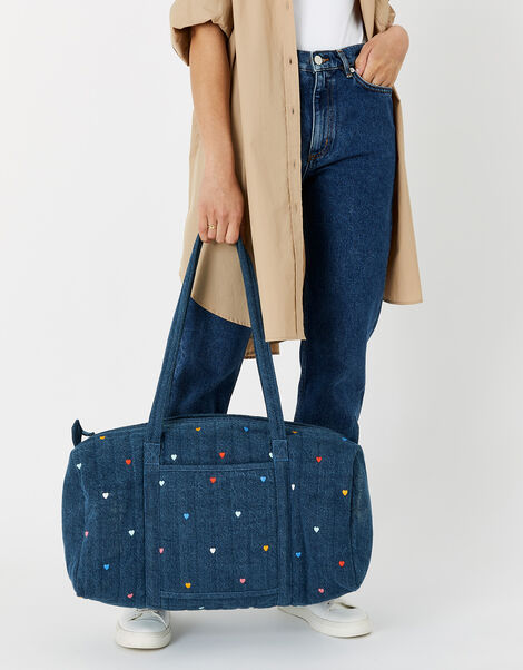 Denim Hearts Weekender Bag, , large